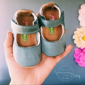 🌟 Gracious May Shoes Blue Silk Baby Dress Booties